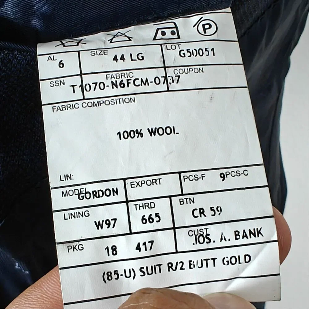 JOS A BANK Gordon Signature Gold Men's Sport Coat Blazer Two Button Navy‎ 44L